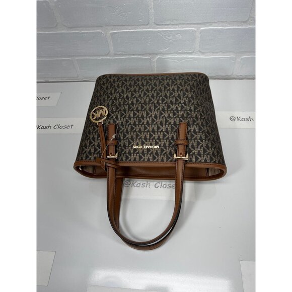 Michael Kors tote carryall handbag xs convertible top zip crossbody brown gold - Picture 8 of 9